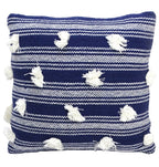 Blue 20" X 20" Decorative Throw Pillow with Pom Pom Throw Pillow La Vie Bien Blue 20" X 20" Decorative Throw Pillow with Pom Pom