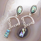 Blue Abalone Drop Chain Sterling Silver Earrings by Barse Jewelry