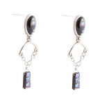 Blue Abalone Drop Chain Sterling Silver Earrings by Barse Jewelry