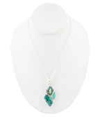Blue Abalone Fire Sterling Silver Cluster Pendant Necklace by Barse Jewelry