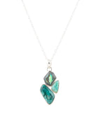 Blue Abalone Fire Sterling Silver Cluster Pendant Necklace by Barse Jewelry