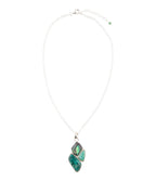 Blue Abalone Fire Sterling Silver Cluster Pendant Necklace by Barse Jewelry