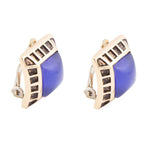Blue Agate Golden Clip Earrings by Barse Jewelry