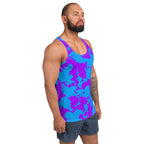 Blue and Purple Paint Splatter Unisex Tank Top by BigTexFunkadelic