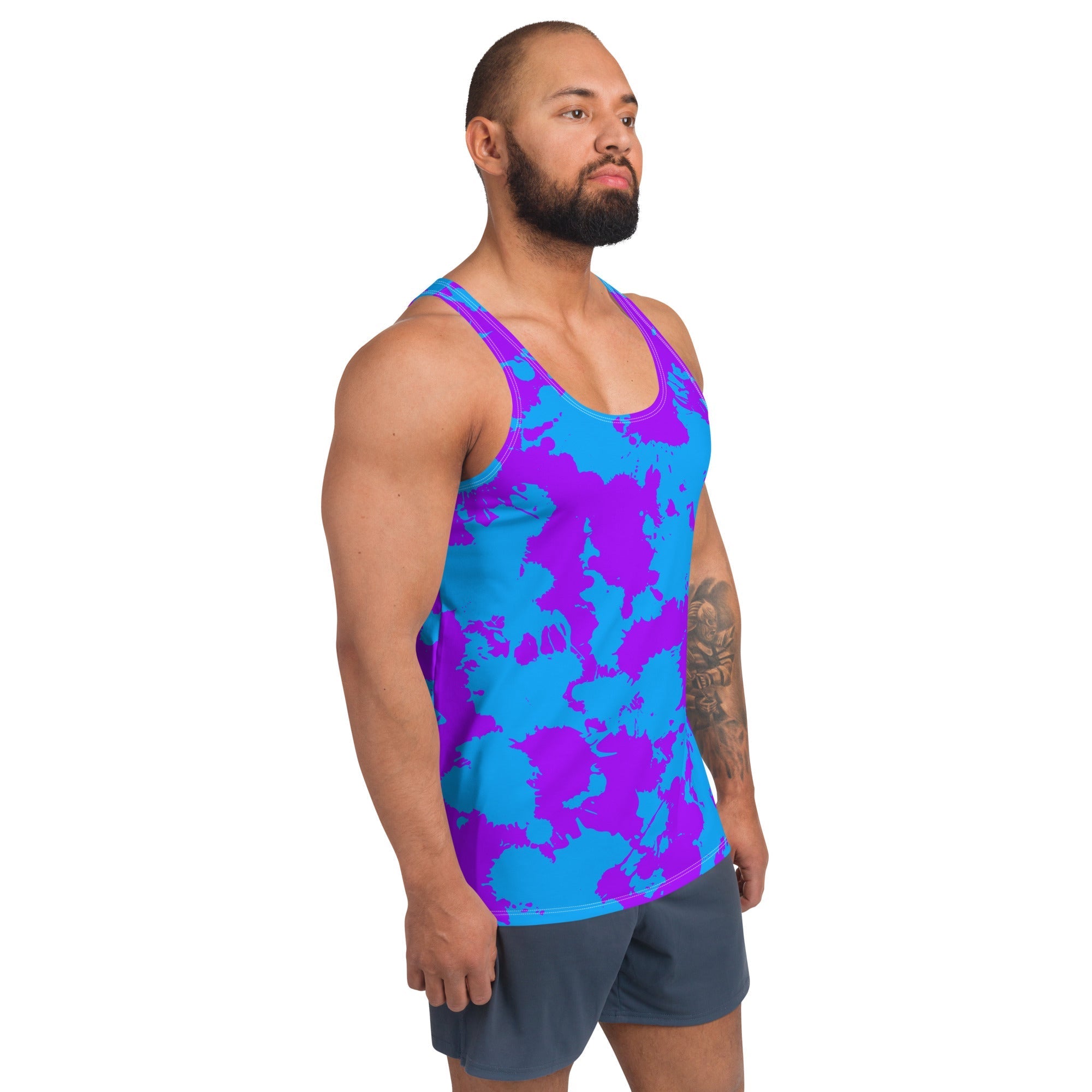 Blue and Purple Paint Splatter Unisex Tank Top