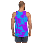 Blue and Purple Paint Splatter Unisex Tank Top by BigTexFunkadelic
