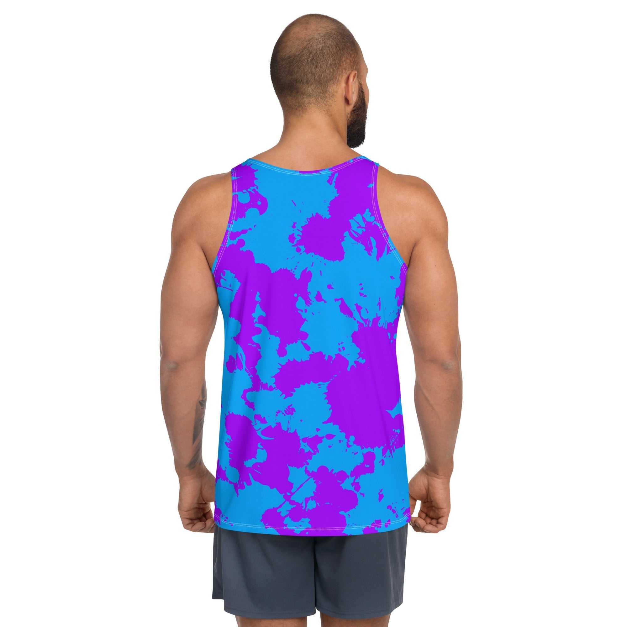 Blue and Purple Paint Splatter Unisex Tank Top