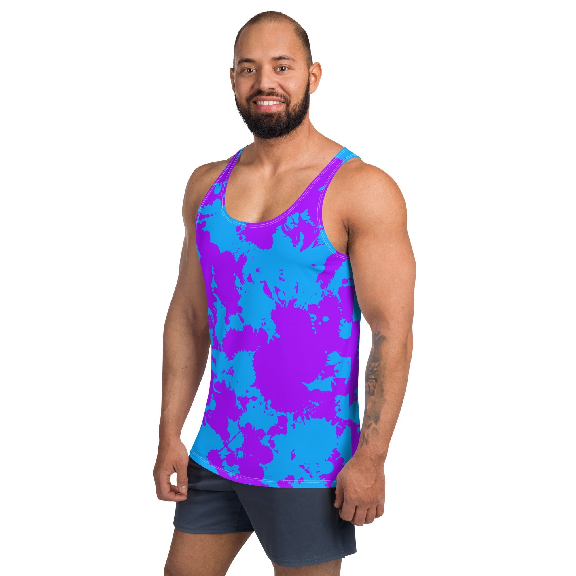 Blue and Purple Paint Splatter Unisex Tank Top