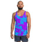 Blue and Purple Paint Splatter Unisex Tank Top by BigTexFunkadelic