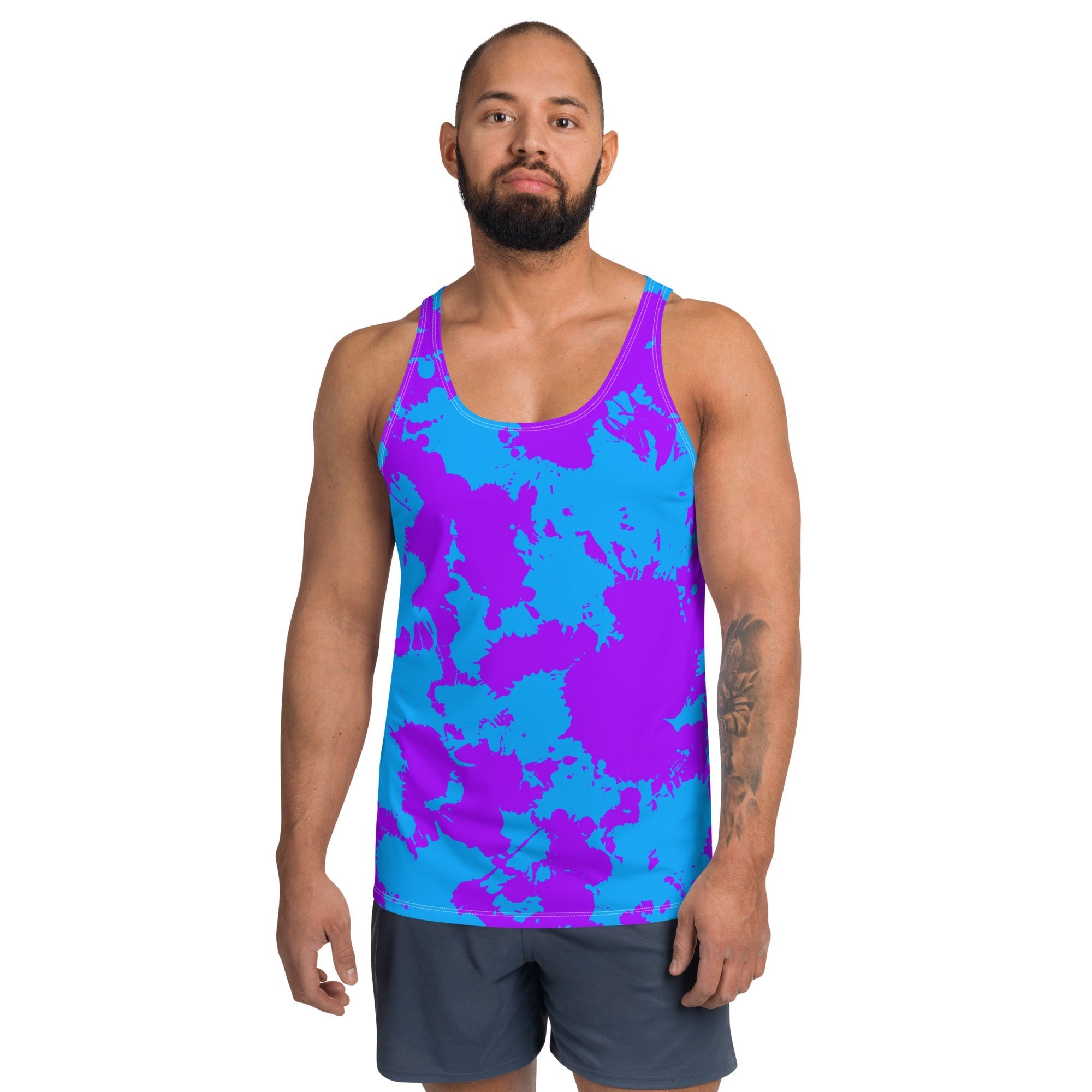 Blue and Purple Paint Splatter Unisex Tank Top