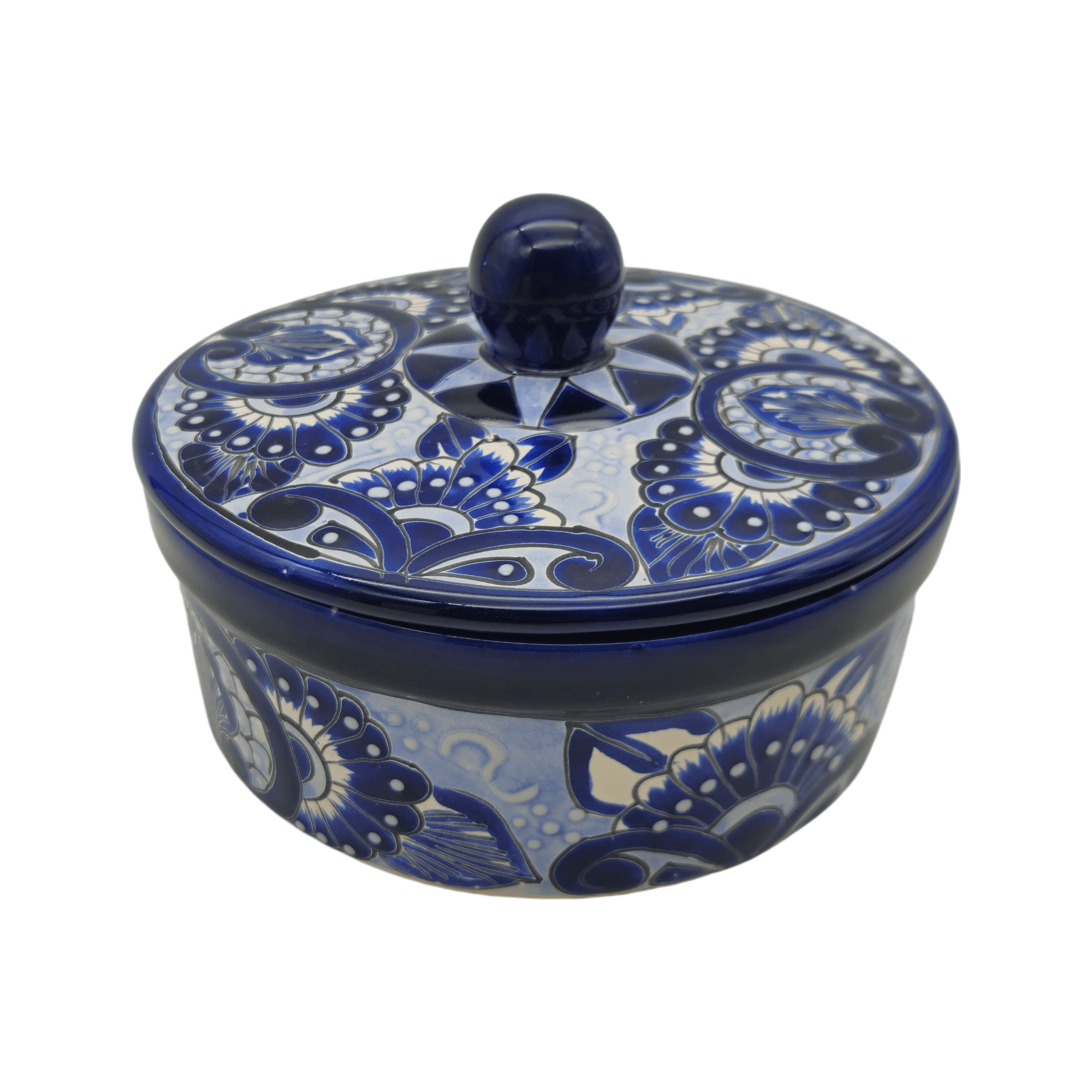 Blue & White Talavera Tortilla Warmer | Handmade Mexican Kitchenware