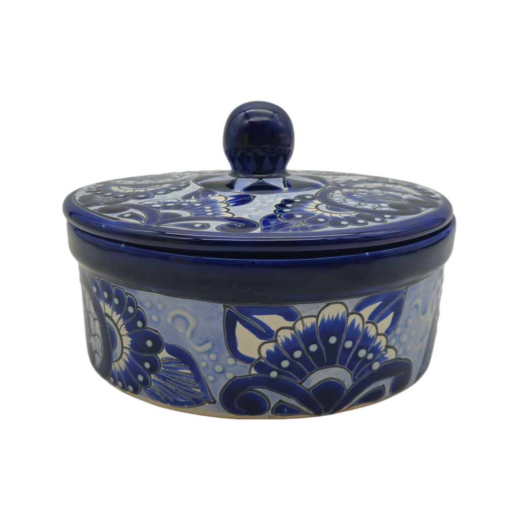 Blue & White Talavera Tortilla Warmer | Handmade Mexican Kitchenware