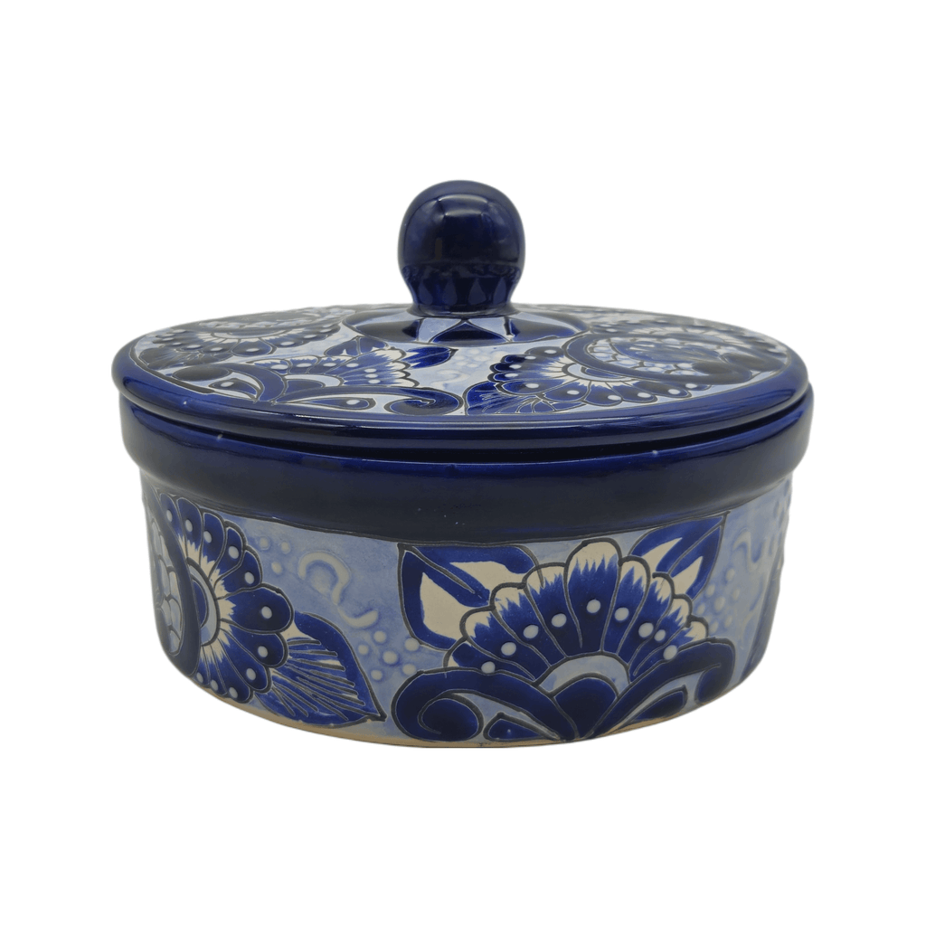 Blue & White Talavera Tortilla Warmer | Handmade Mexican Kitchenware
