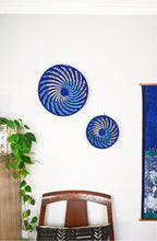 Large Blue White Woven African Basket