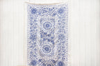 Blue Blossom Uzbek Suzani Throw Vintage and Folk La Vie Bien Blue Blossom Uzbek Suzani Throw