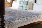 Blue Blossom Uzbek Suzani Throw Vintage and Folk La Vie Bien Blue Blossom Uzbek Suzani Throw