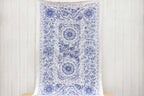 Blue Blossom Uzbek Suzani Throw Vintage and Folk La Vie Bien Blue Blossom Uzbek Suzani Throw