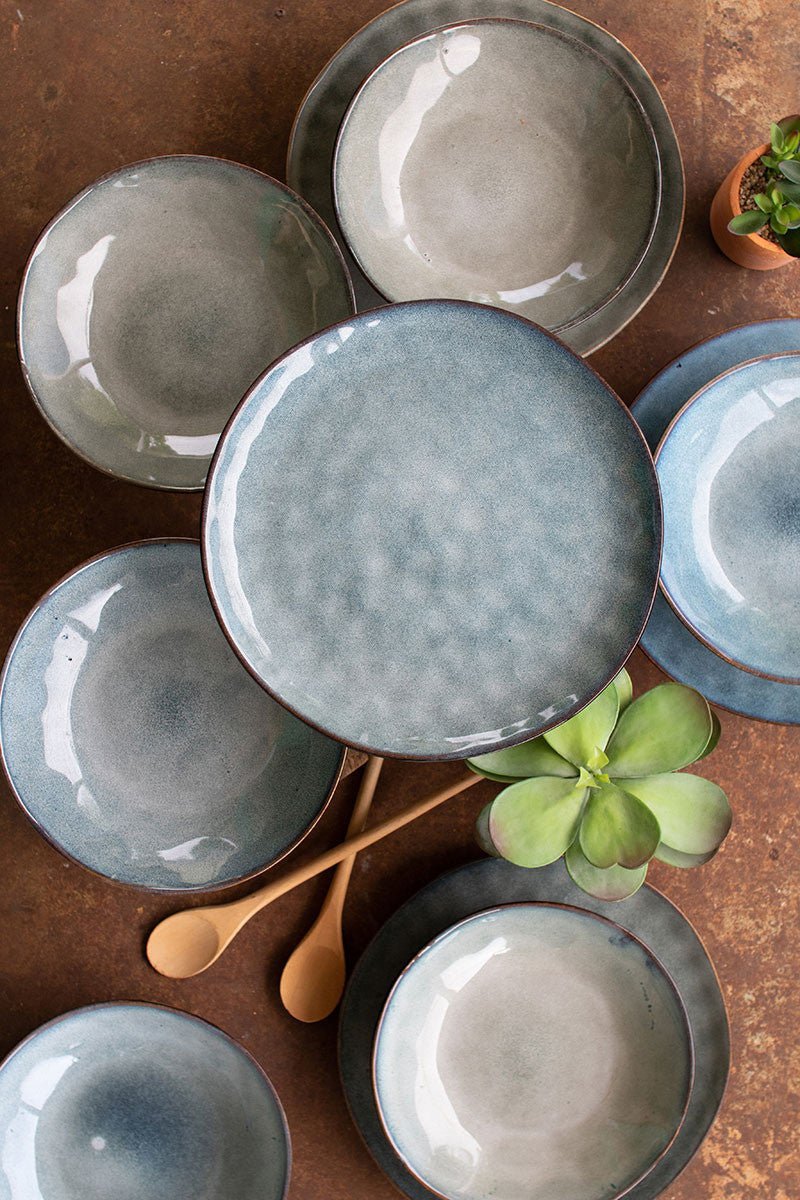 Blue Ceramic Dinner Plate & Bowl Dishes La Vie Bien Blue Ceramic Dinner Plate & Bowl
