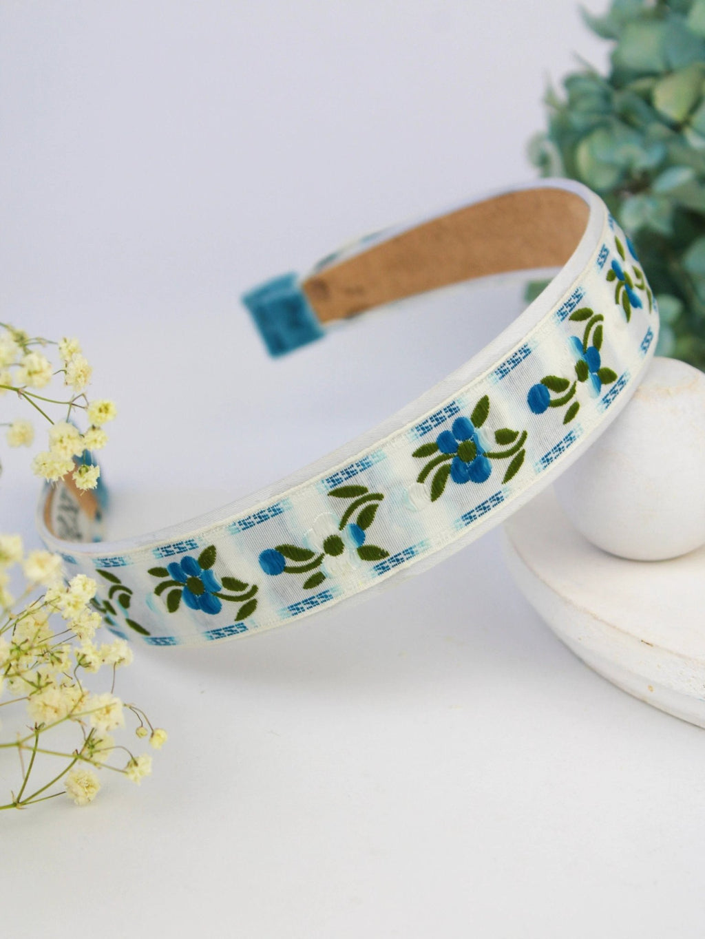 Blue Clematis Floral Headband by Ash & Rose