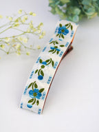 Blue Clematis Floral Ribbon Hair Clip by Ash & Rose