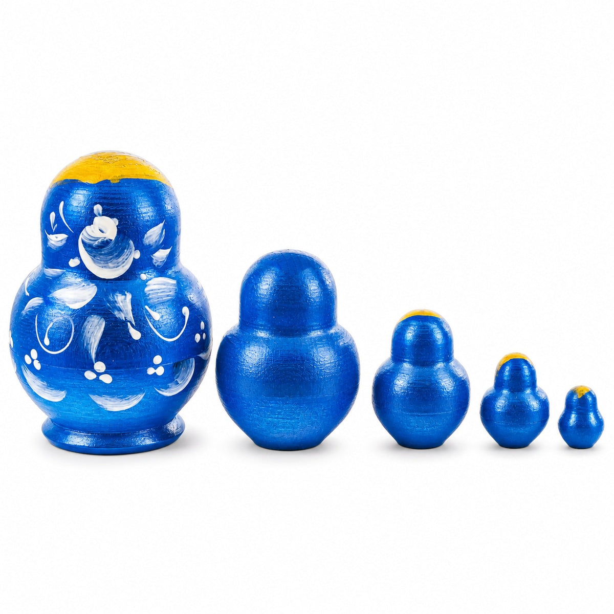 Blue Color with White Ornament Wooden Nesting Dolls Nesting Dolls > Flowers La Vie Bien Blue Color with White Ornament Wooden Nesting Dolls
