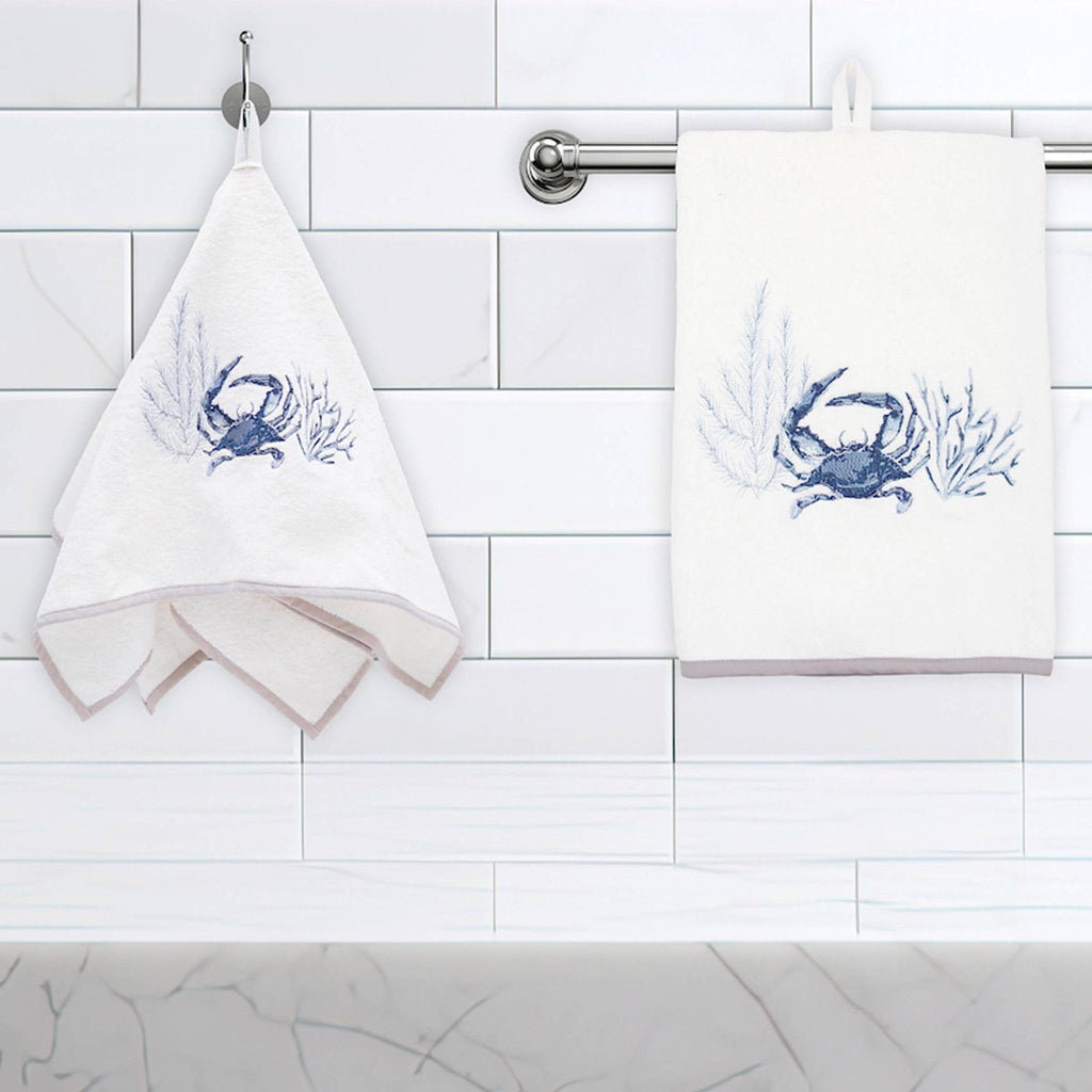 Blue Crab Terrycloth Guest Hand Towel La Vie Bien Blue Crab Terrycloth Guest Hand Towel
