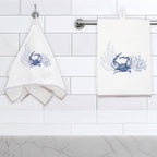 Blue Crab Terrycloth Guest Hand Towel La Vie Bien Blue Crab Terrycloth Guest Hand Towel
