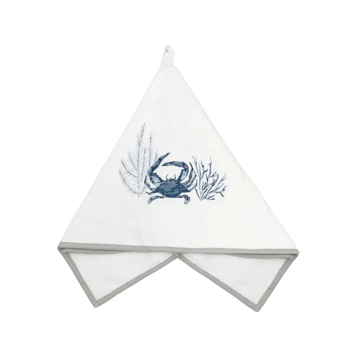 Blue Crab Terrycloth Guest Hand Towel La Vie Bien Blue Crab Terrycloth Guest Hand Towel