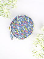Blue Ditsy Print Jewelry Pouch by Ash & Rose