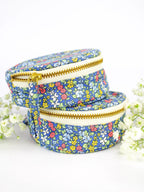 Blue Ditsy Print Jewelry Pouch by Ash & Rose