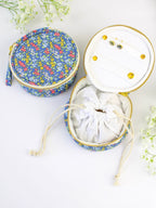 Blue Ditsy Print Jewelry Pouch by Ash & Rose