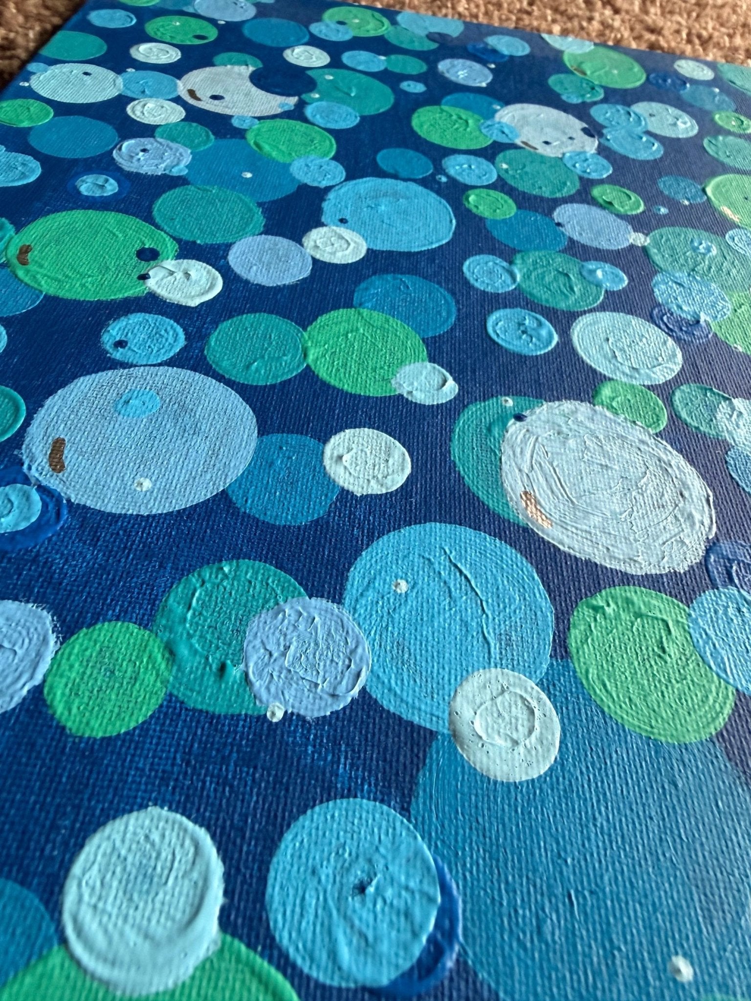 Blue Dot Canvas Painting 10x10