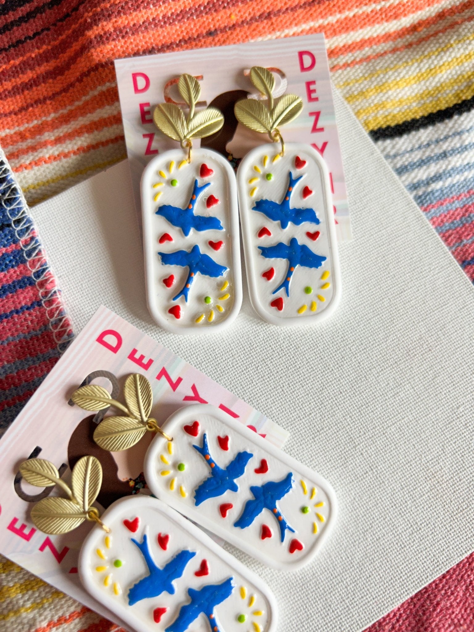 Blue Dove Tile Earrings Earrings La Vie Bien Blue Dove Tile Earrings