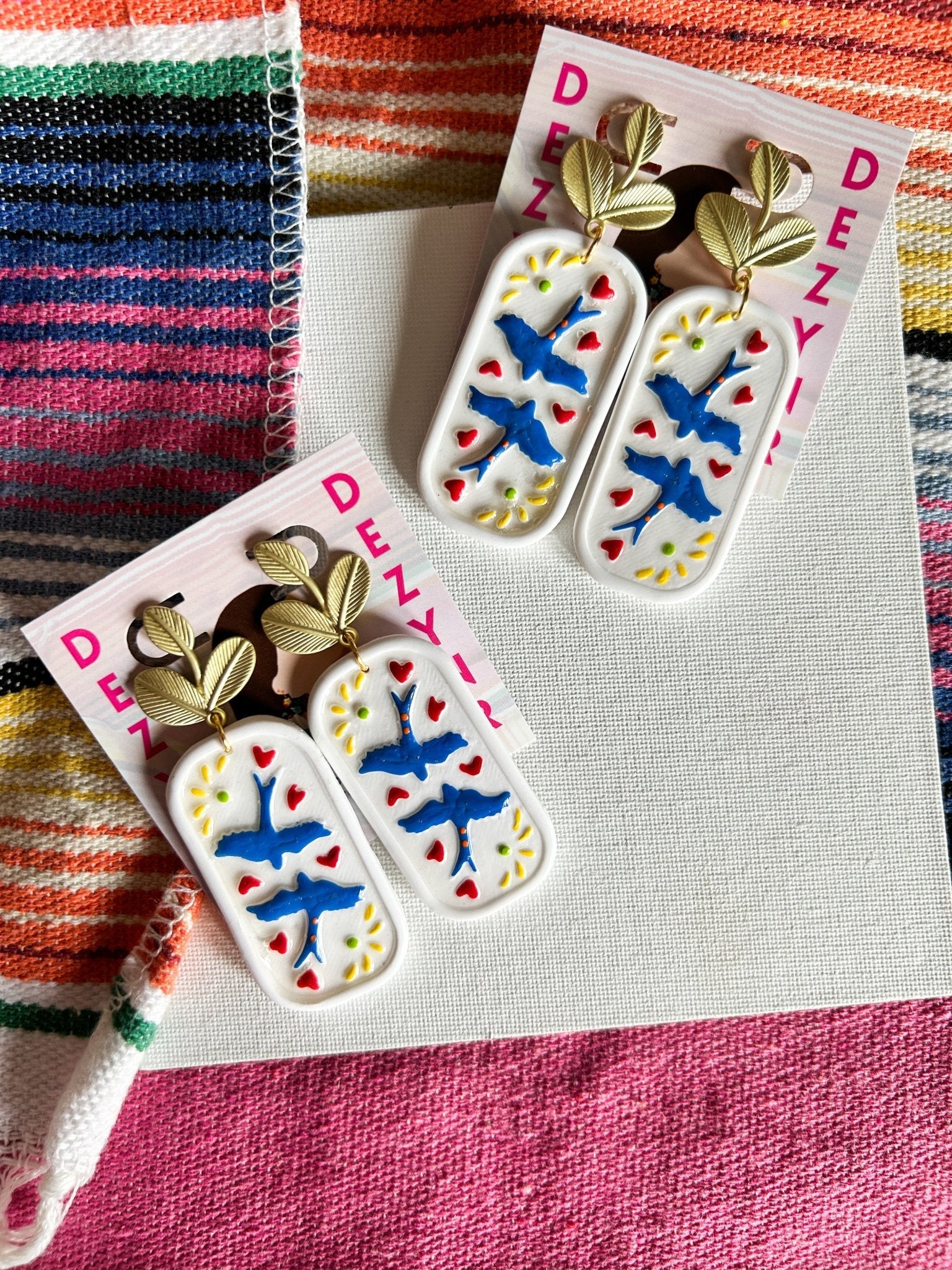 Blue Dove Tile Earrings Earrings La Vie Bien Blue Dove Tile Earrings