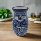 Blue Floral Talavera Vase | Hand - Painted Mexican Pottery Talavera Planter La Vie Bien Blue Floral Talavera Vase | Hand - Painted Mexican Pottery
