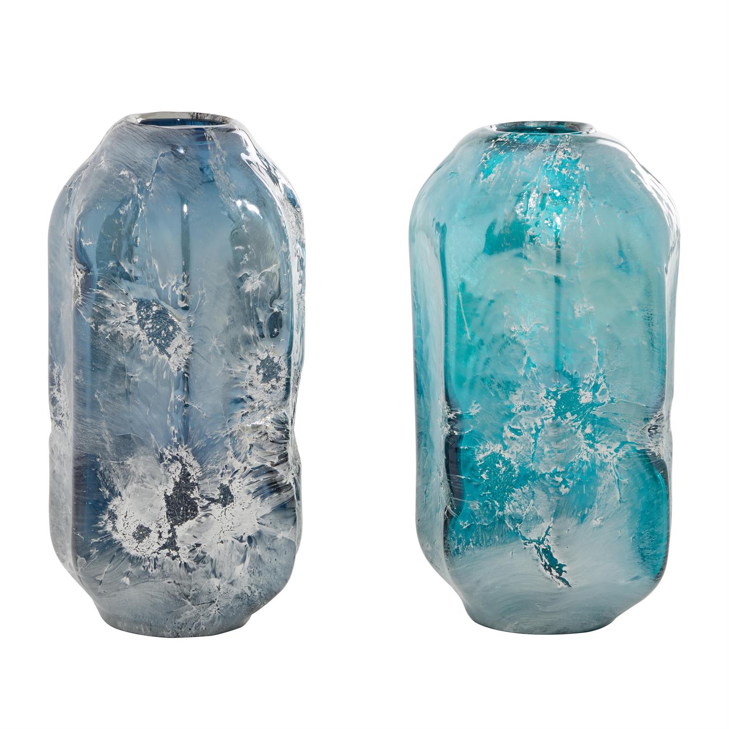Blue Glass Handmade Blown Decorative Vase Vases La Vie Bien Blue Glass Handmade Blown Decorative Vase