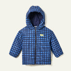 Blue Grid Puffer Jackets La Vie Bien Blue Grid Puffer