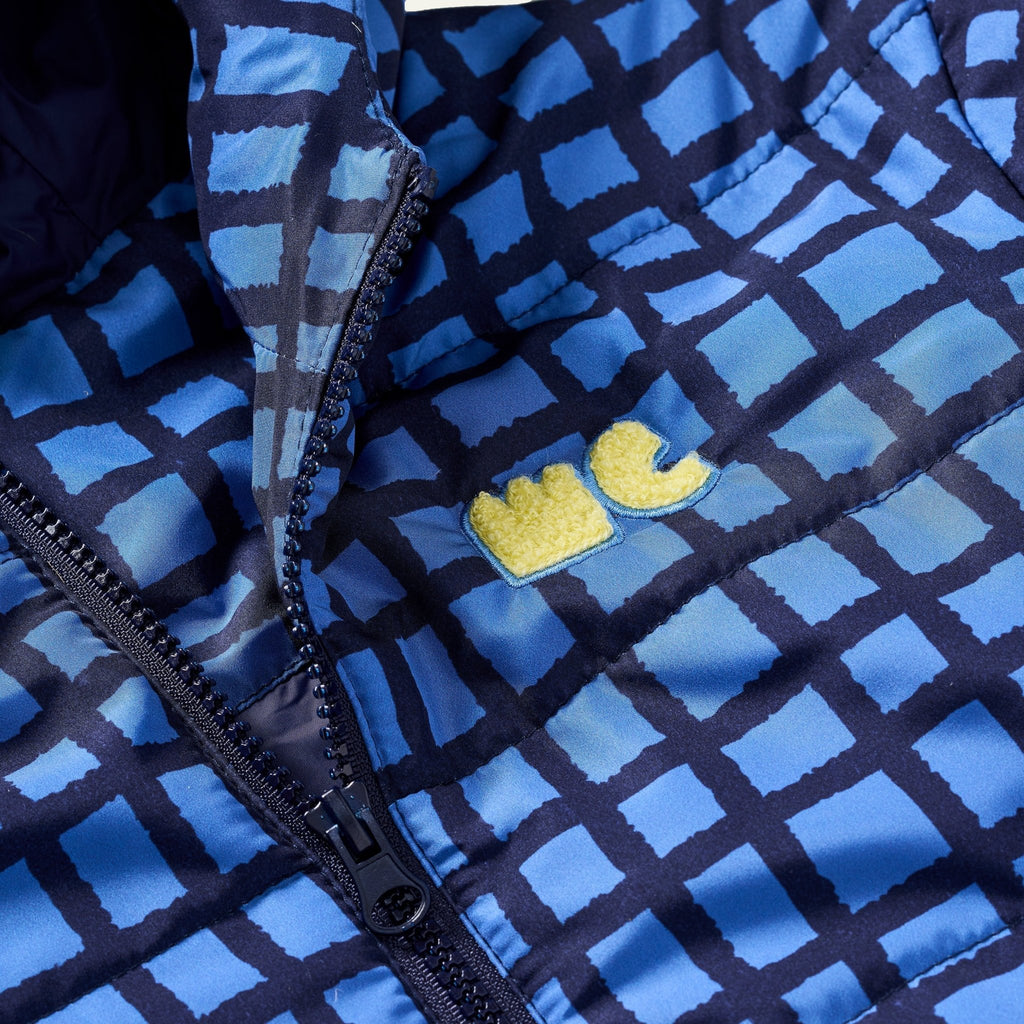 Blue Grid Puffer Jackets La Vie Bien Blue Grid Puffer