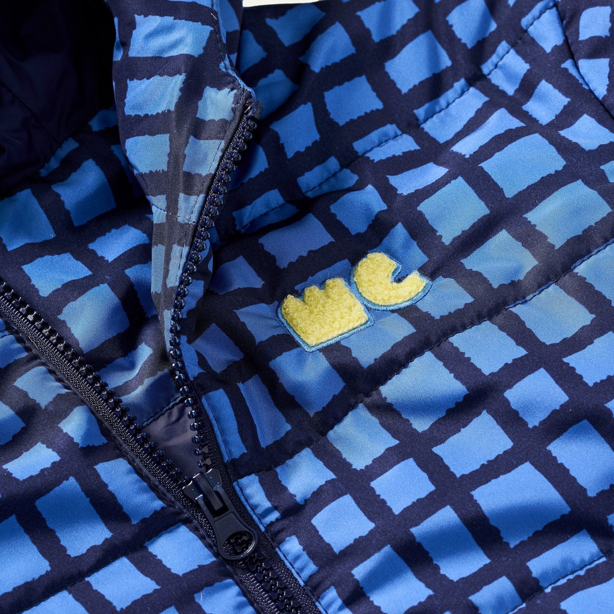 Blue Grid Puffer Jackets La Vie Bien Blue Grid Puffer