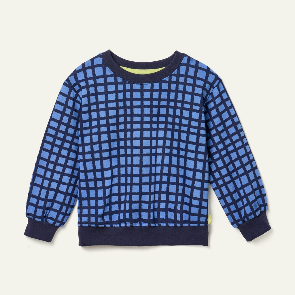 Blue Grid Sweatshirt sweatshirt La Vie Bien Blue Grid Sweatshirt