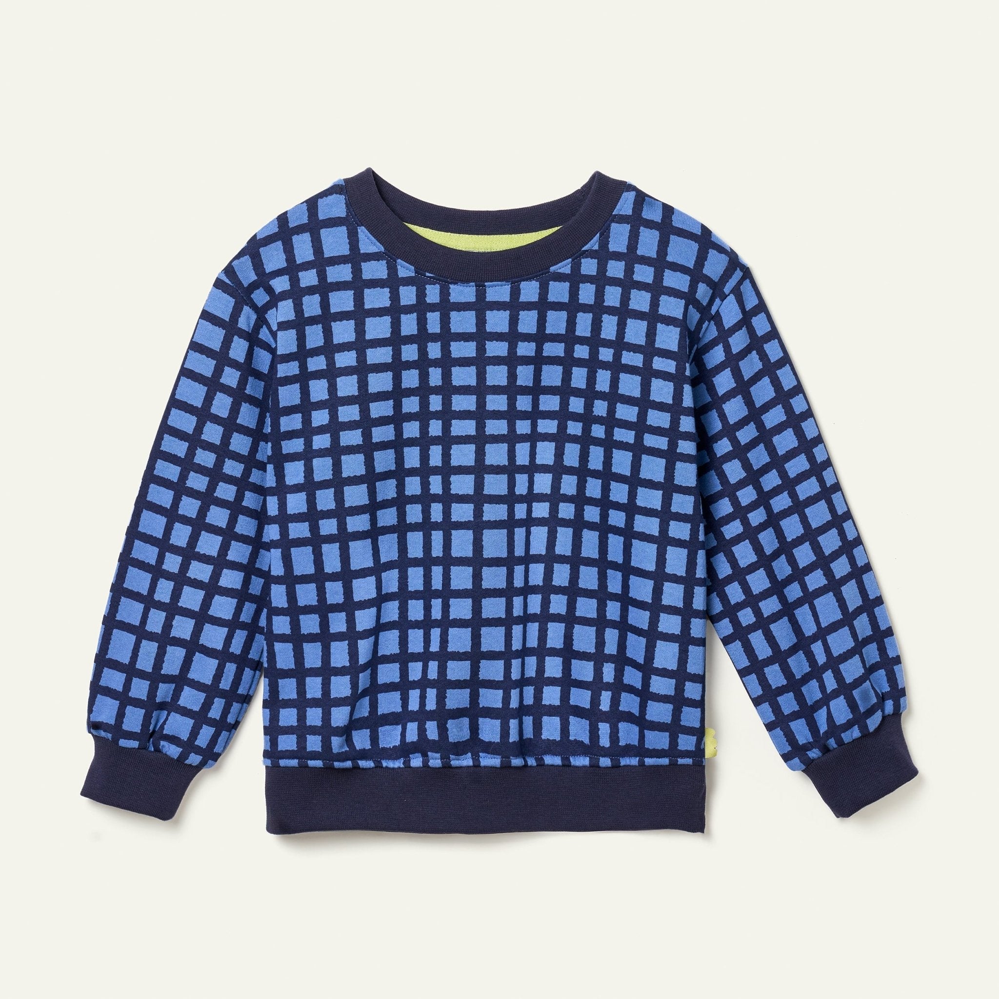 Blue Grid Sweatshirt sweatshirt La Vie Bien Blue Grid Sweatshirt