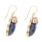 Blue Lapis Circle Golden Drop Earings by Barse Jewelry