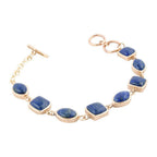 Blue Lapis Hammered Link Golden Bracelet by Barse Jewelry