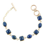 Blue Lapis Hammered Link Golden Bracelet by Barse Jewelry