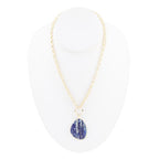 Blue Lapis Slab Pendant Golden Necklace Necklaces La Vie Bien Blue Lapis Slab Pendant Golden Necklace
