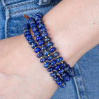 Blue Lapis Triple Strand Golden Bracelet Set by Barse Jewelry