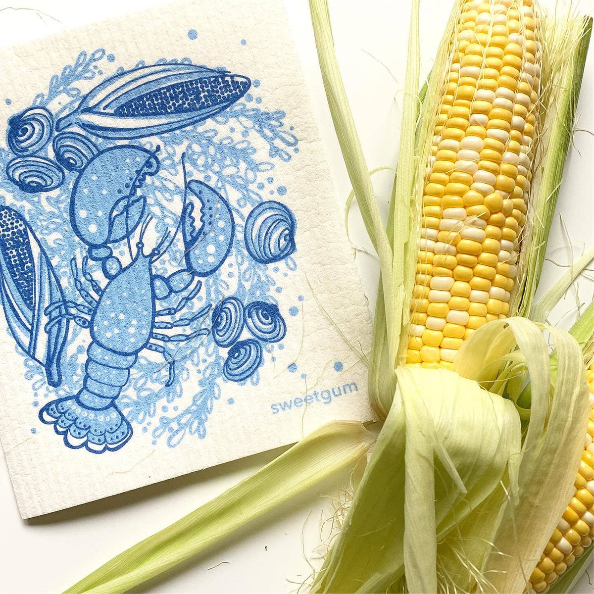 Blue Lobster Swedish Dishcloth | Summer Swedish Dishcloths La Vie Bien Blue Lobster Swedish Dishcloth | Summer