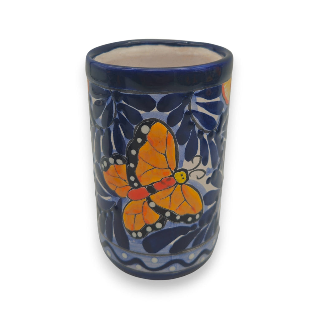 Blue Monarch Talavera Pitcher Set | Mexican Ceramic Drinkware Handmade Pitcher La Vie Bien Blue Monarch Talavera Pitcher Set | Mexican Ceramic Drinkware