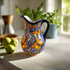 Blue Monarch Talavera Pitcher Set | Mexican Ceramic Drinkware Handmade Pitcher La Vie Bien Blue Monarch Talavera Pitcher Set | Mexican Ceramic Drinkware