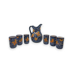 Blue Monarch Talavera Pitcher Set | Mexican Ceramic Drinkware Handmade Pitcher La Vie Bien Blue Monarch Talavera Pitcher Set | Mexican Ceramic Drinkware